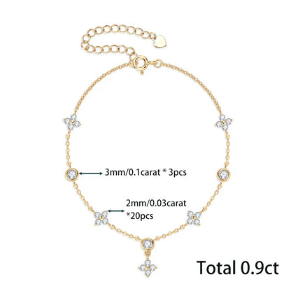 3.5mm Women's S925 Moissanite Diamond Stationed Bracelet