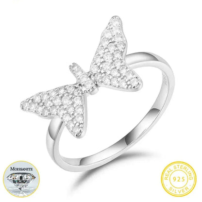 S925 VVS1 Moissanite Butterfly Ring