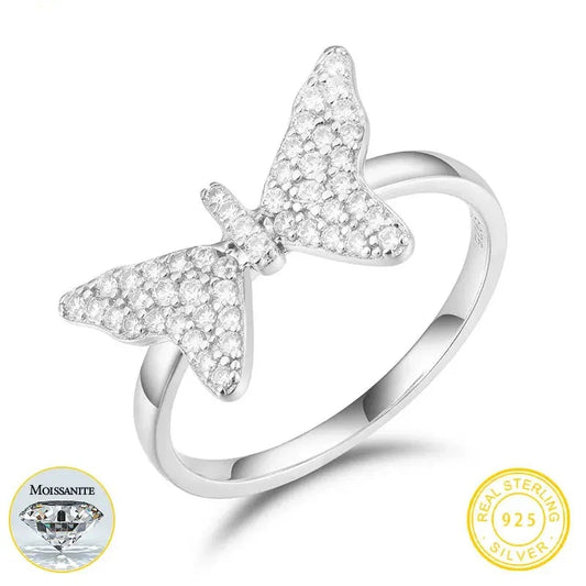 S925 VVS1 Moissanite Butterfly Ring