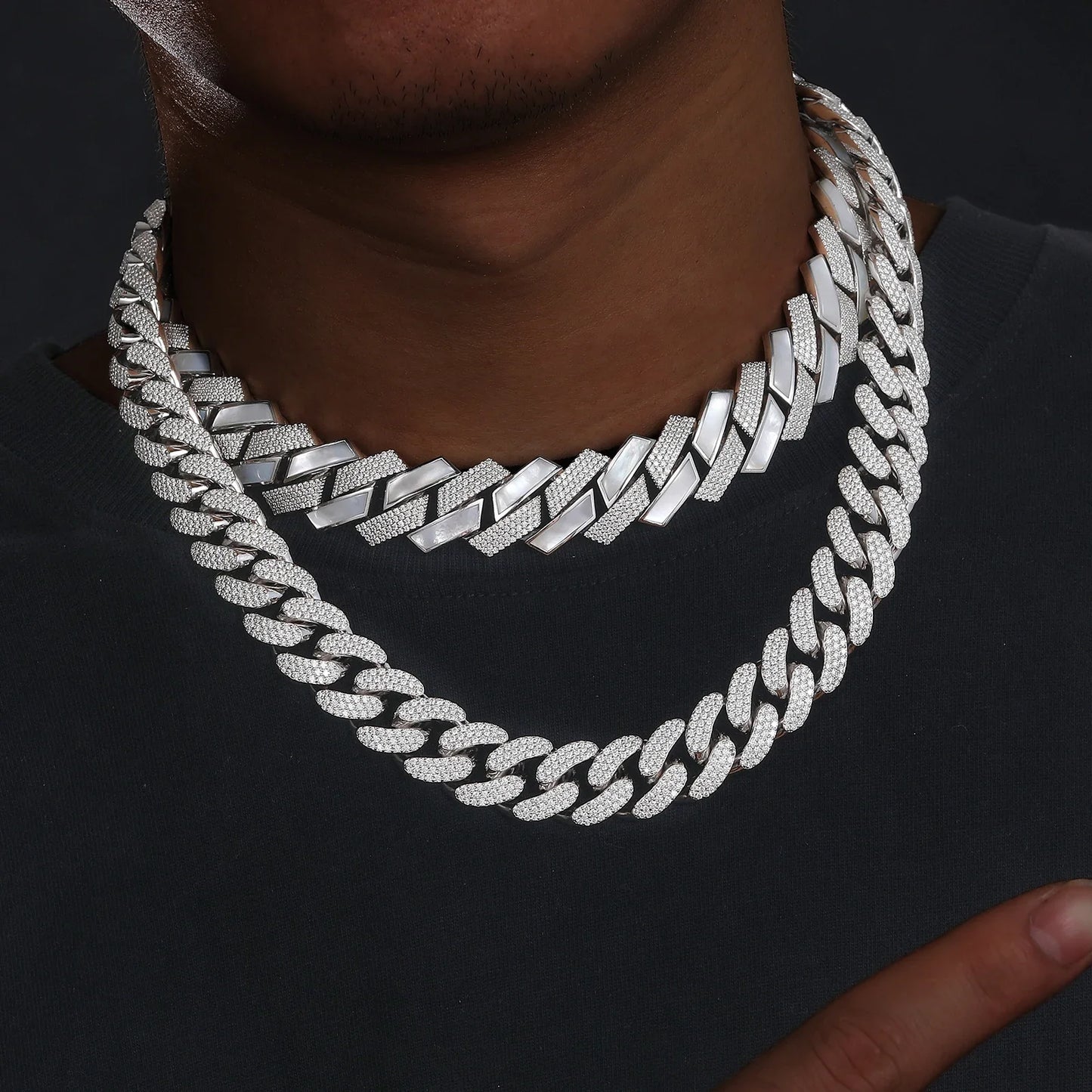 15mm S925 Moissanite Curb Cuban Chain