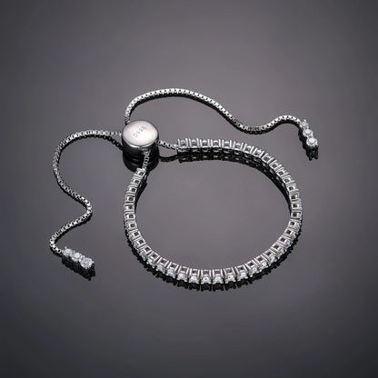 2/3mm S925 Moissanite Adjustable Tennis Bracelet - White Gold