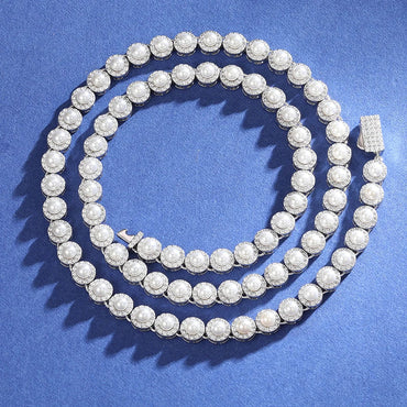 S925 Pearl Halo Diamond Chain