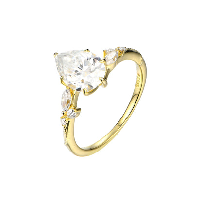 S925 Moissanite Pear Cut Diamond Ring