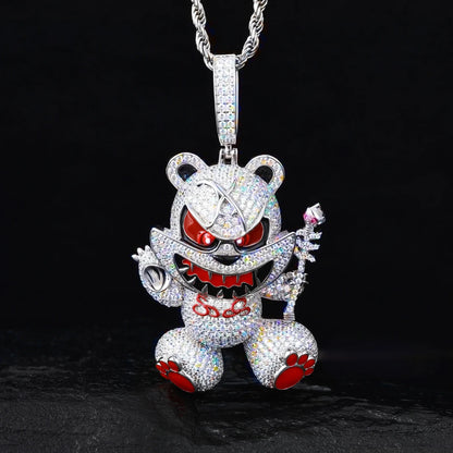 S925 Moissanite Wizard Violent Bear Pendant
