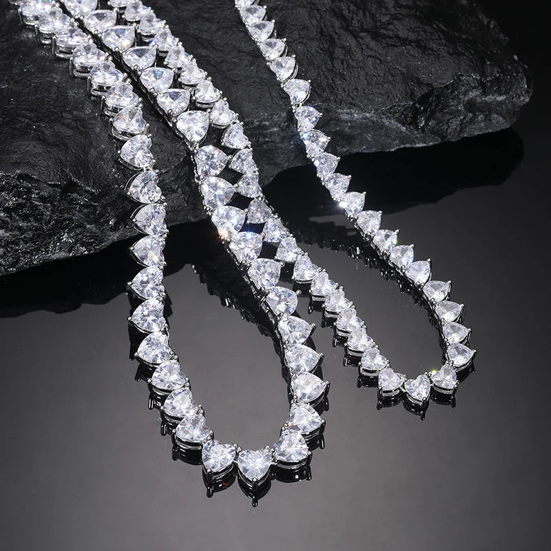 S925 Moissanite Heart-Shape Tennis Diamond Bracelet - 8mm