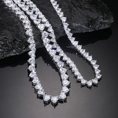 S925 Moissanite Heart-Shape Tennis Diamond Bracelet - 8mm