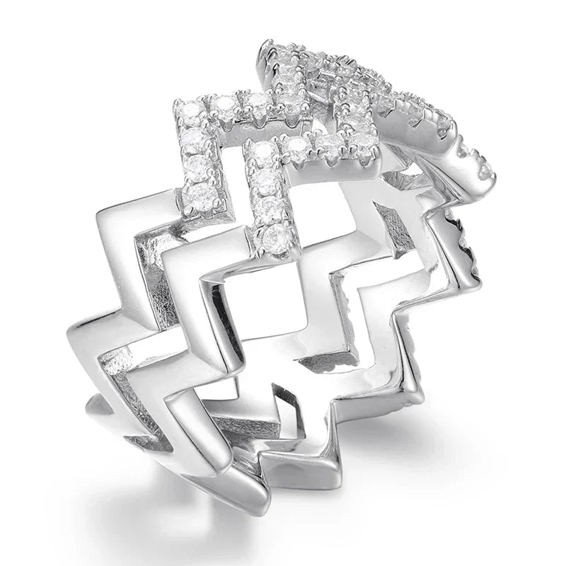 S925 Moissanite Zig Zag Ring