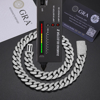 15mm S925 Moissanite Curb Cuban Chain