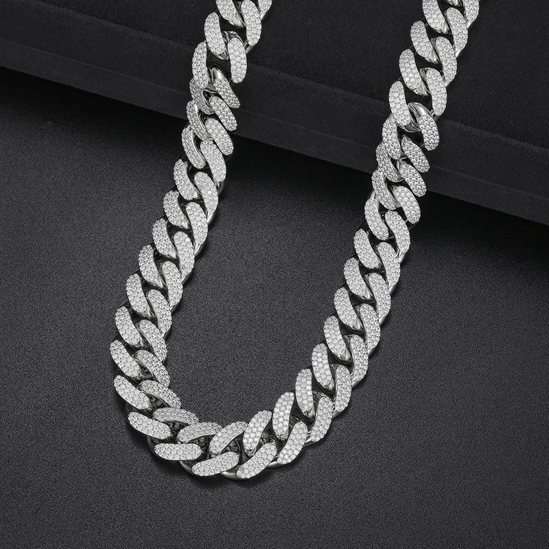 15mm S925 Moissanite Curb Cuban Chain