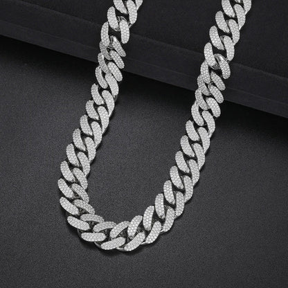 15mm S925 Moissanite Curb Cuban Chain