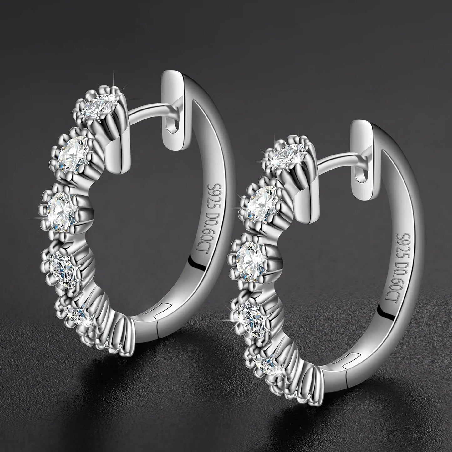 Moissanite Royal Coster Tennis Huggie Earrings