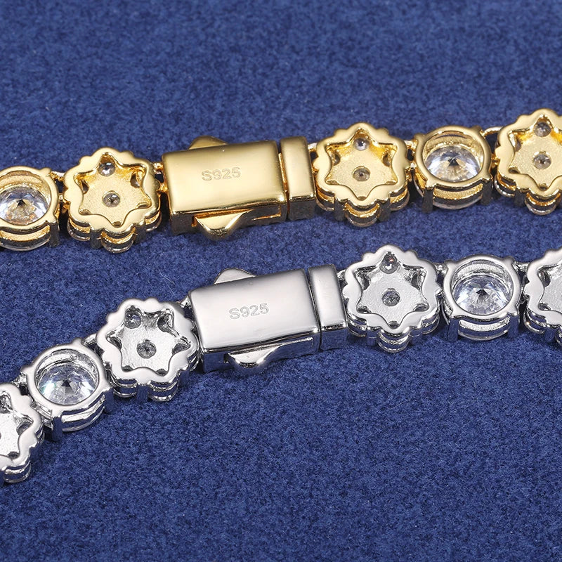 S925 Moissanite Flower Round Cut Diamond Bracelet