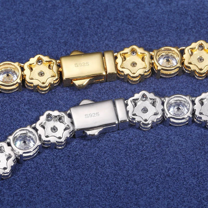 S925 Moissanite Flower Round Cut Diamond Bracelet