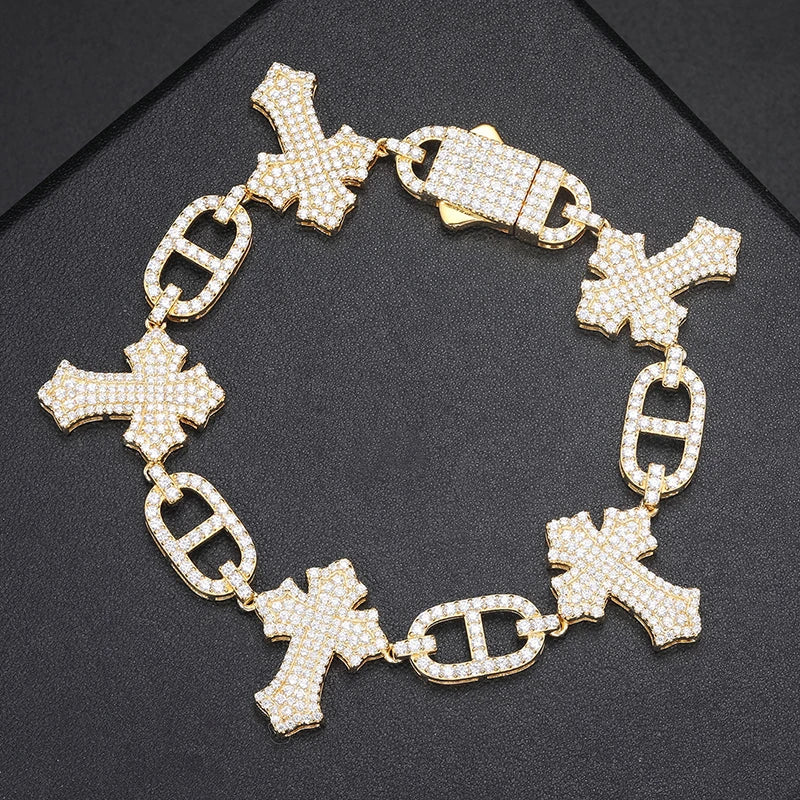 S925 Moissanite D-Link Cross Bracelet