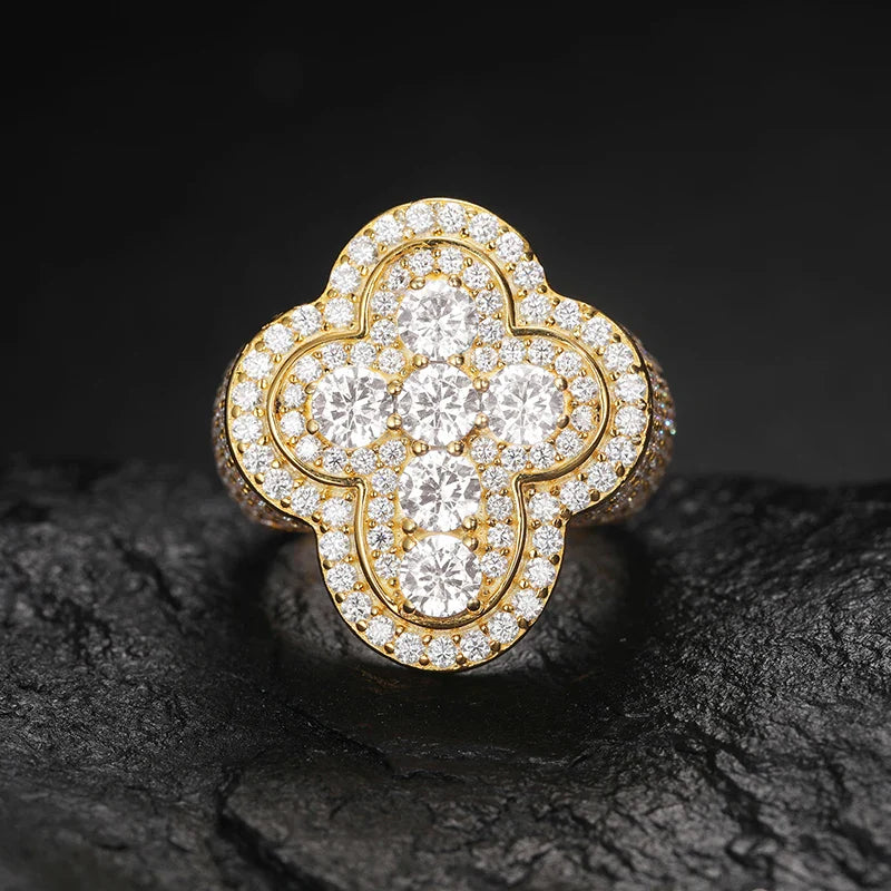 S925 Round Cut Tennis Cross Gemstone Moissanite Diamond Ring
