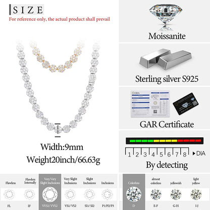S925 Moissanite VVS1 Flower Diamond Link Chain Bracelet