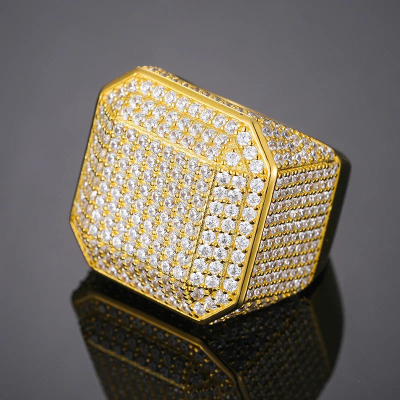 S925 Moissanite Diamond Square Signet Ring