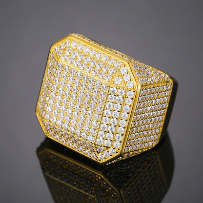 S925 Moissanite Diamond Square Signet Ring