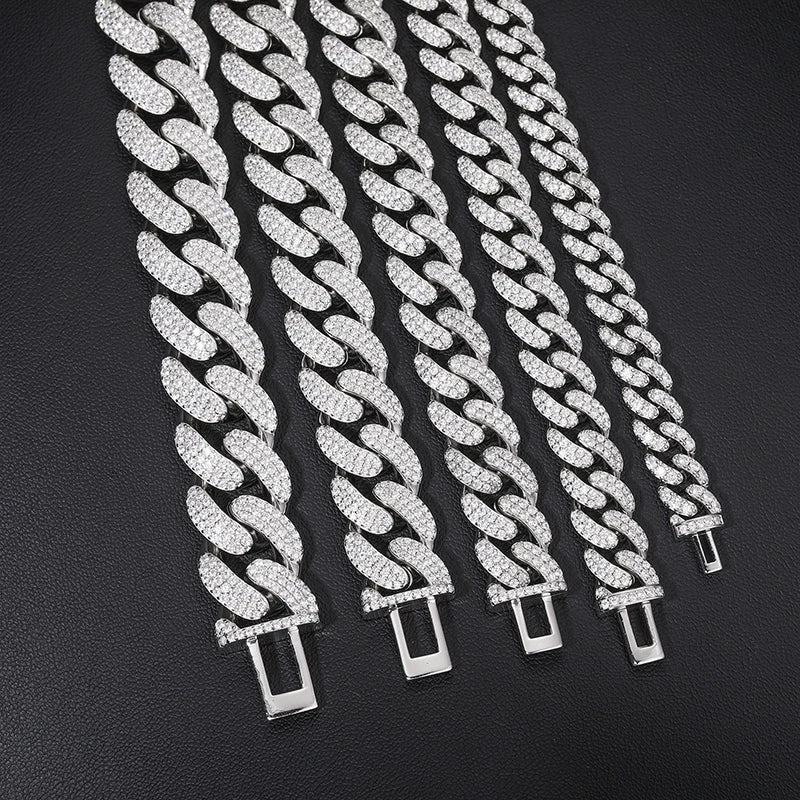 8-20mm S925 Moissanite Cuban Bracelet