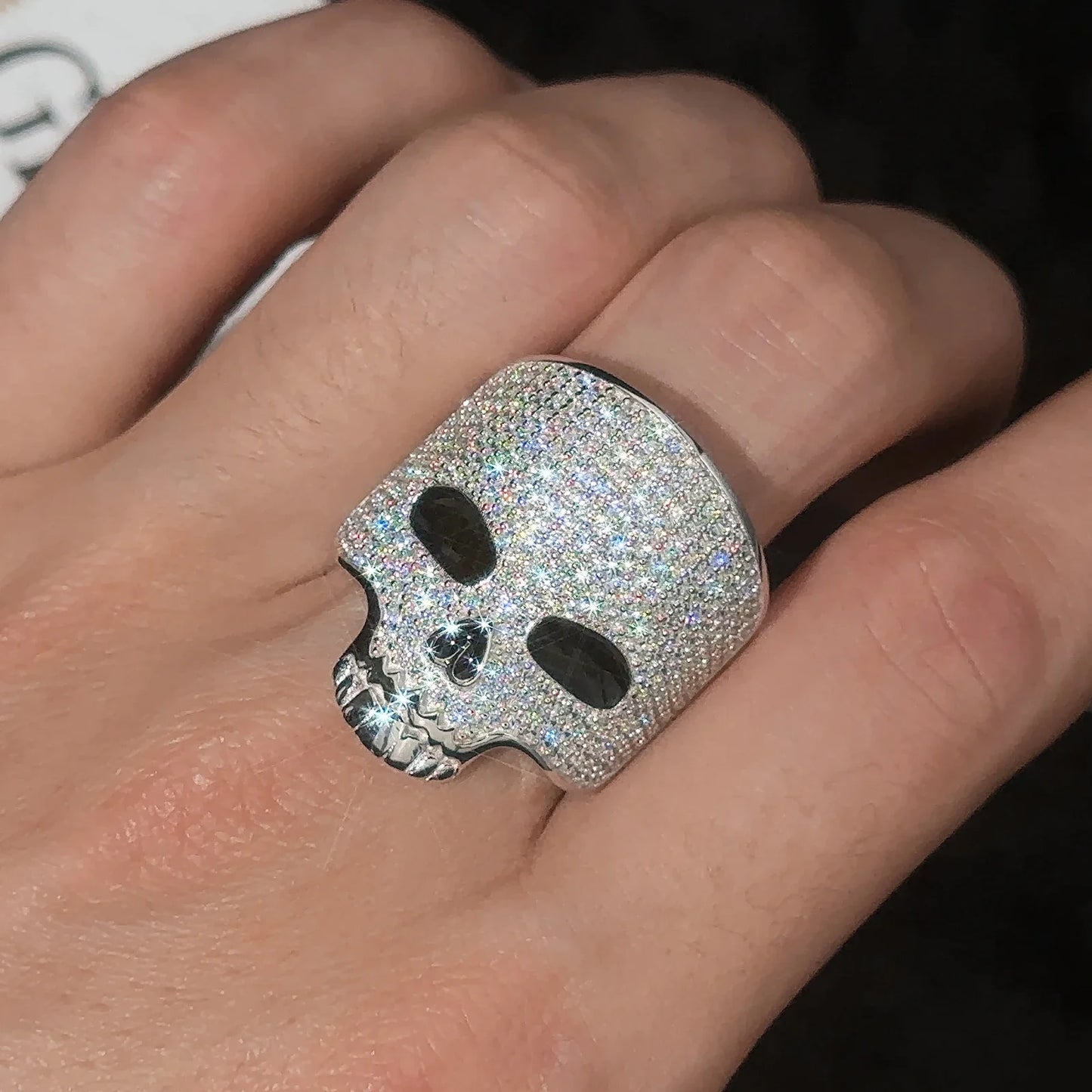 S925 Moissanite Pave Skull Mask Diamond Ring