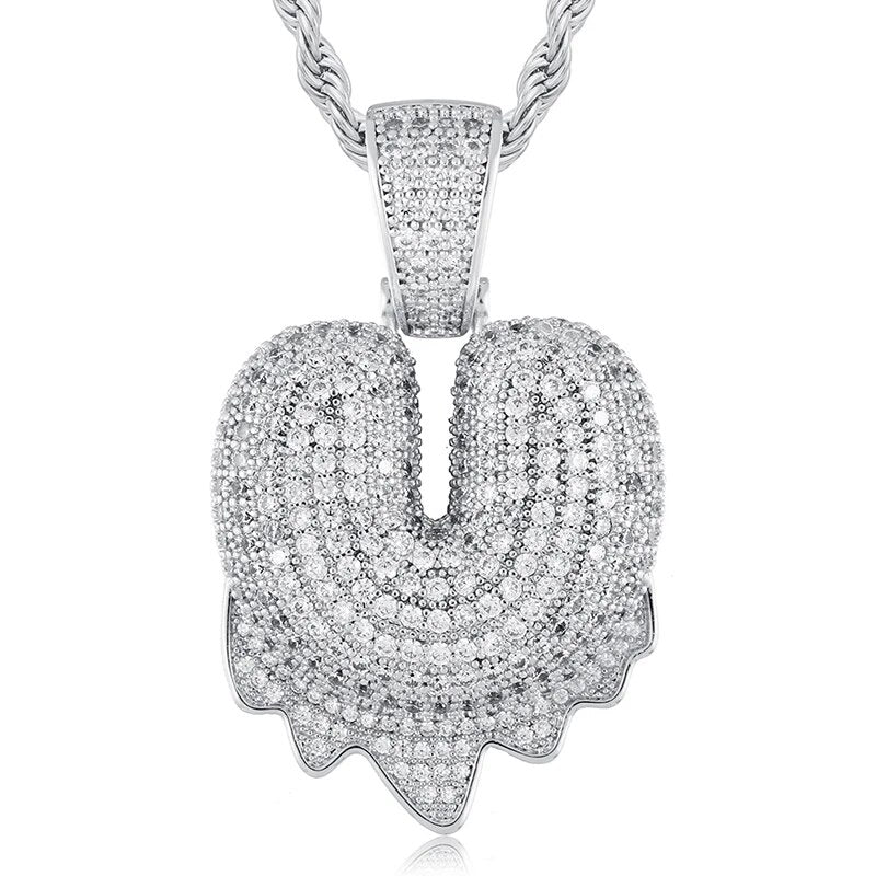925 Sterling Silver Moissanite Bubbler Micro Paved A-Z Letter Pendant