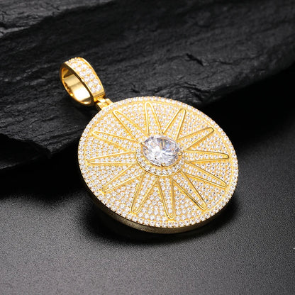 S925 Moissanite Sun Round Cut Diamond Band Pendant