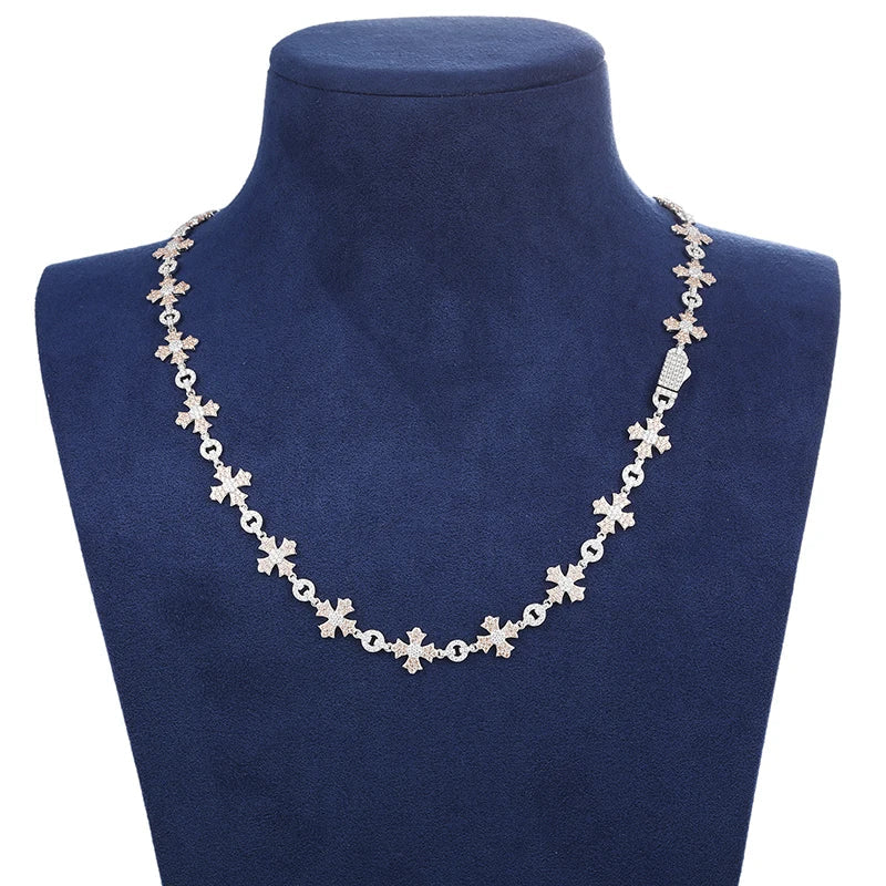 12mm S925 Moissanite Flared Cross Link Bracelet