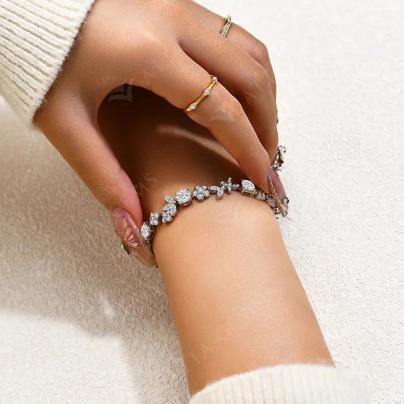 Women's S925 Moissanite Diamond Flower Bracelet