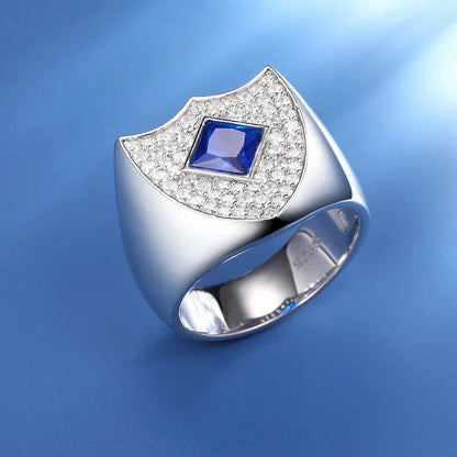 S925 Moissanite Blue Shield Ring