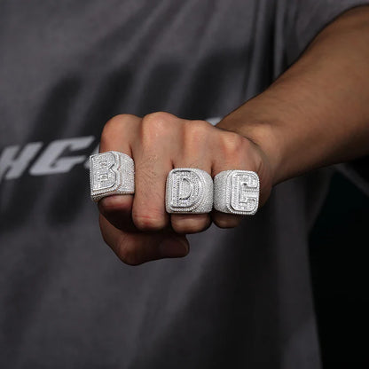 S925 Moissanite Single Letter Championship Ring
