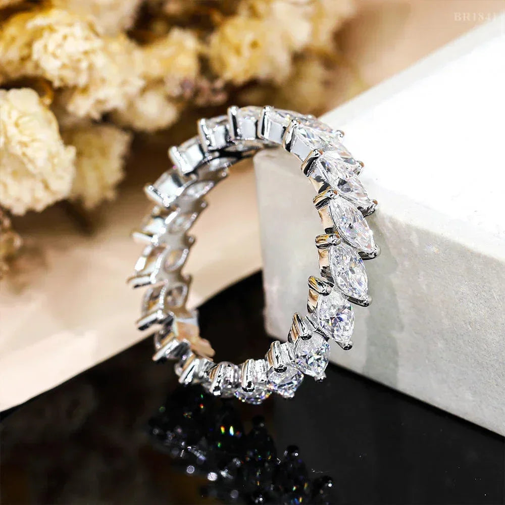Women's S925 Moissanite Marquise Elegance Tennis Ring