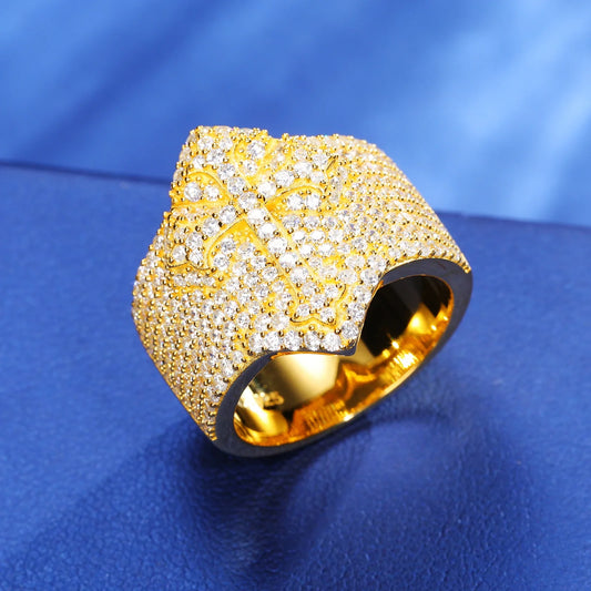 New S925 Moissanite Cross Signet Ring