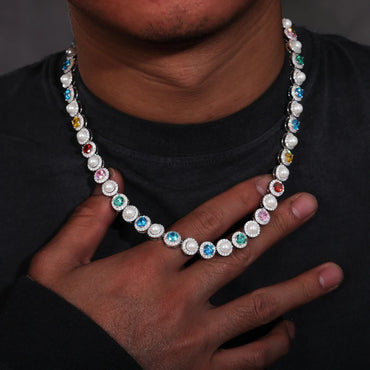 S925 Multi-Color Moissanite Pearl Chain