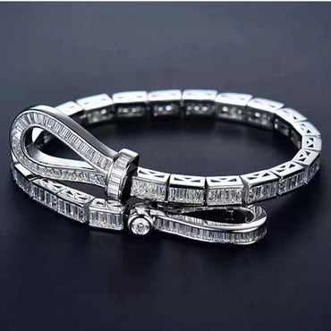 S925 Moissanite Baguette Noose Tennis Bracelet