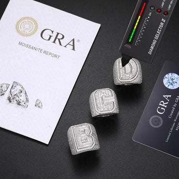 S925 Moissanite Single Letter Championship Ring