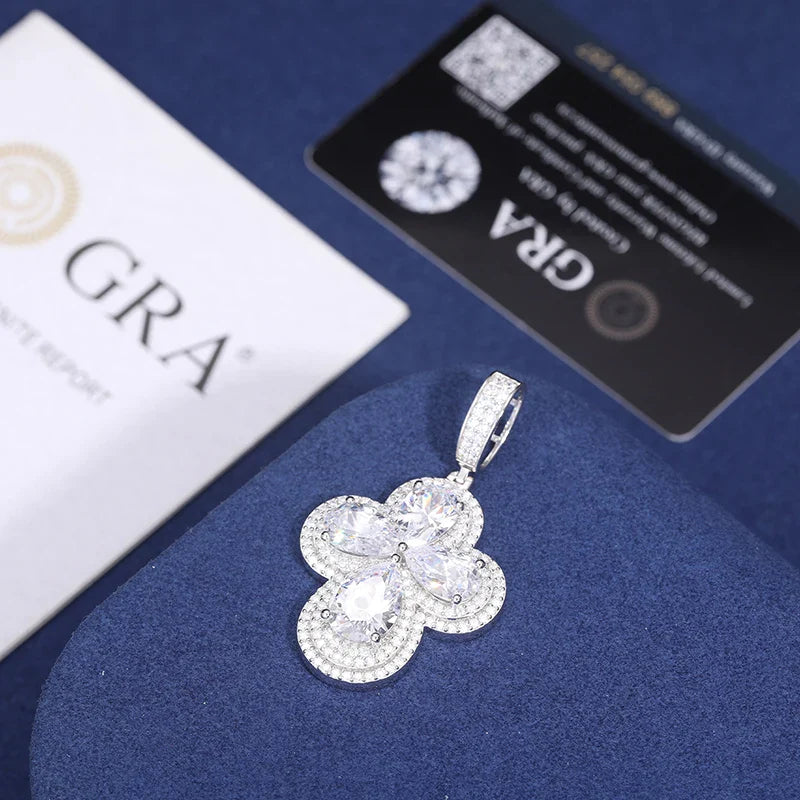 S925 Pear Cut Moissanite Cross Diamond Pendant