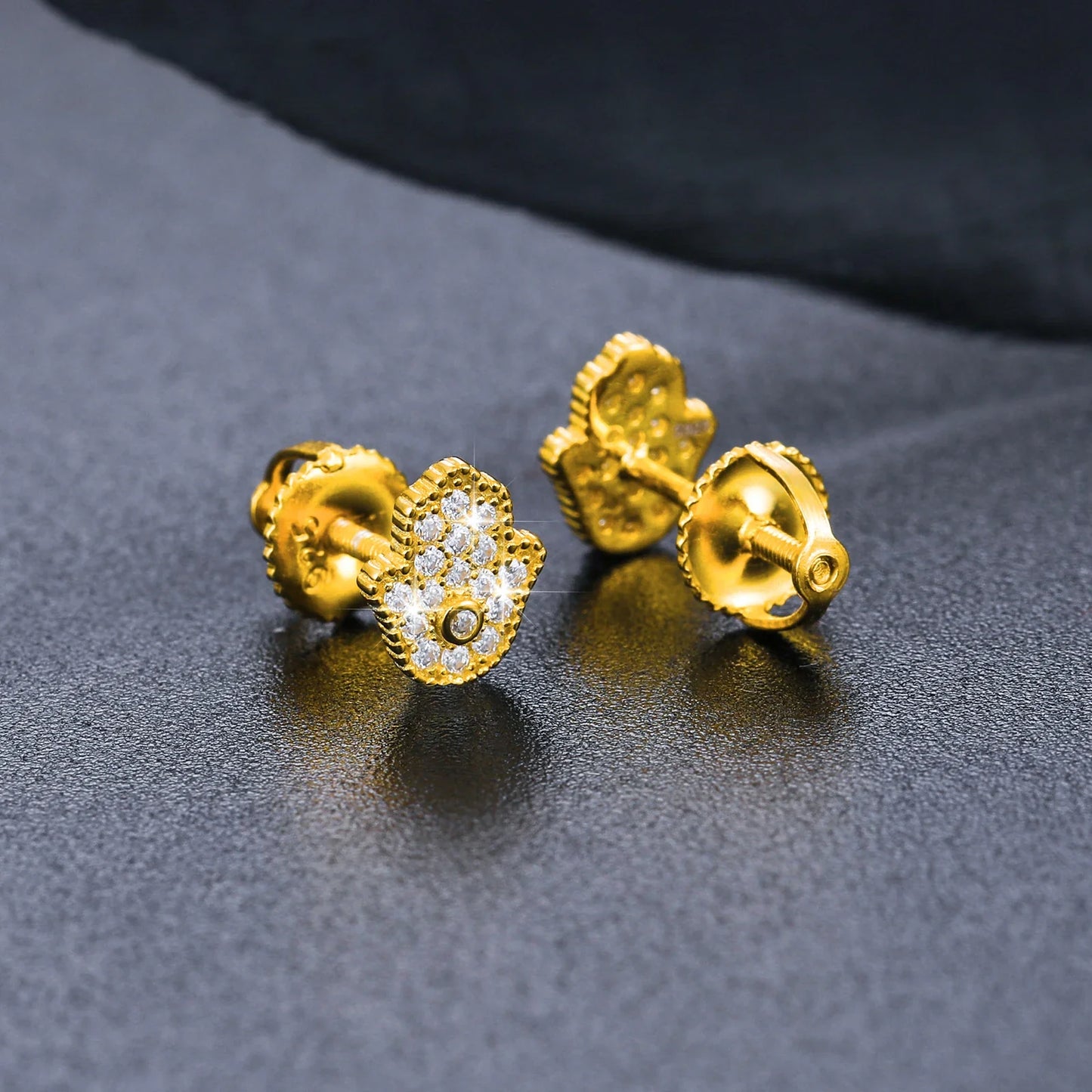 S925 Moissanite Hamsa Diamond Stud Earrings