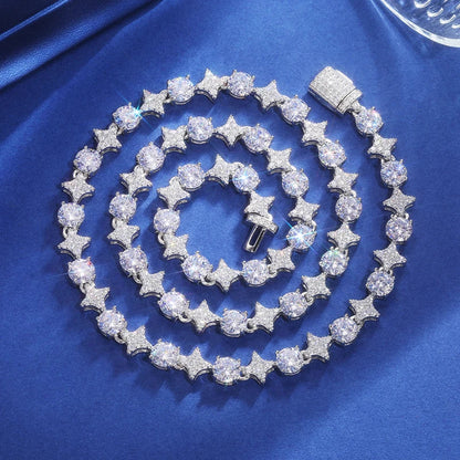 10mm - S925 Moissanite Round Diamond Star Tennis Necklace
