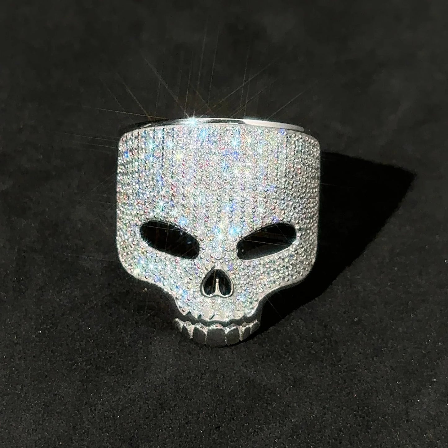 S925 Moissanite Pave Skull Mask Diamond Ring