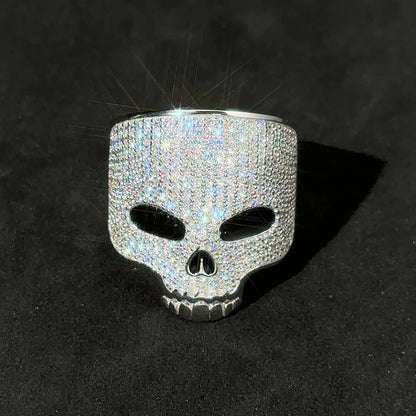 S925 Moissanite Pave Skull Mask Diamond Ring