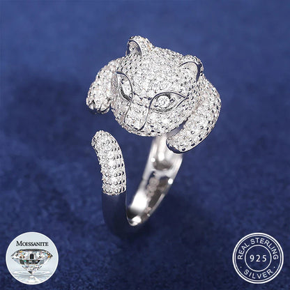 S925 Moissanite Leopard Diamond Cuff Ring