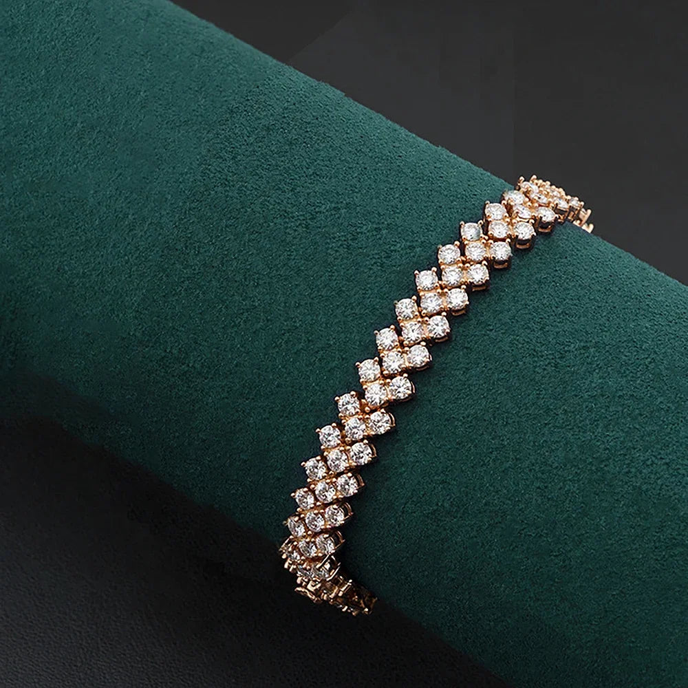 Women's S925 Moissanite V Link Baguette Tennis Diamond Bracelet