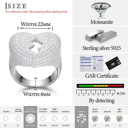 S925 Moissanite Fully Icy Pave Broken Heart Diamond Ring