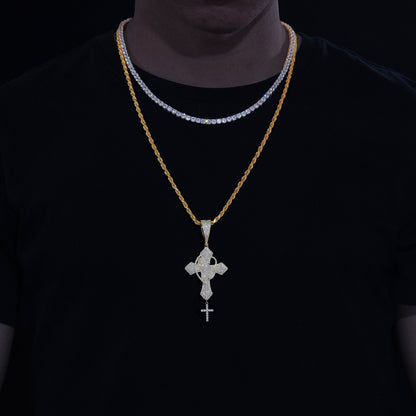 VVS Moissanite Praying Hands Cross Pendant