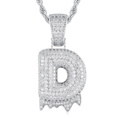 925 Sterling Silver Moissanite Bubbler Micro Paved A-Z Letter Pendant