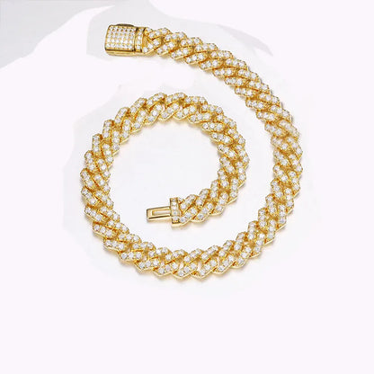 8MM MOISSANITE DIAMOND PRONG LINK CUBAN BRACELET