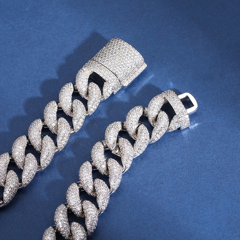 16mm S925 Moissanite Curb Cuban Chain