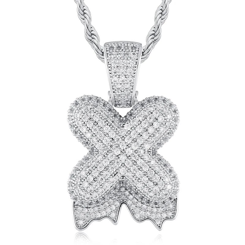925 Sterling Silver Moissanite Bubbler Micro Paved A-Z Letter Pendant