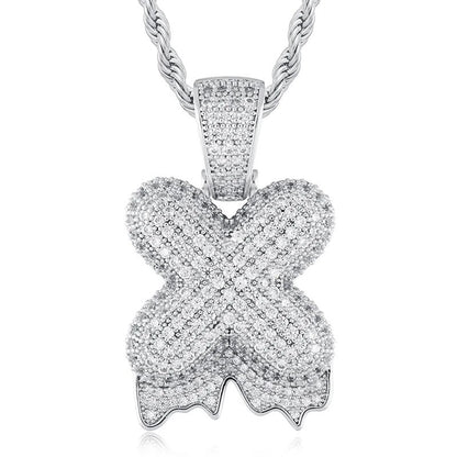 925 Sterling Silver Moissanite Bubbler Micro Paved A-Z Letter Pendant