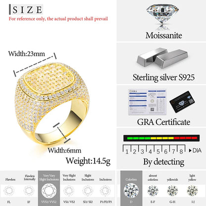 S925 Moissanite Fully Icy Pave Diamond Ring